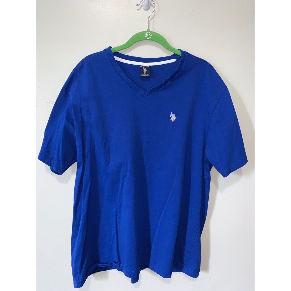 US Polo Assn Mens XL Royal Blue V-Neck Short Sleeve T-Shirt Logo Tee